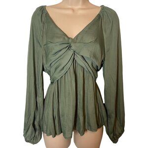Mustard Seed Womens Babydoll Top Green Small Fairycore Peasant Ren Faire